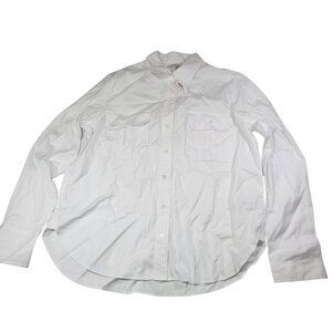 Madewell Women Cotton Poplin Utility White Long Sleeve Button-Up Shirt Size M